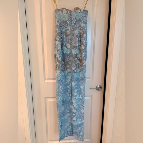 NWOT BRONX AND BANCO Farah Ocean Blue Sequin Multi Strapless Maxi Dress - Picture 12 of 16